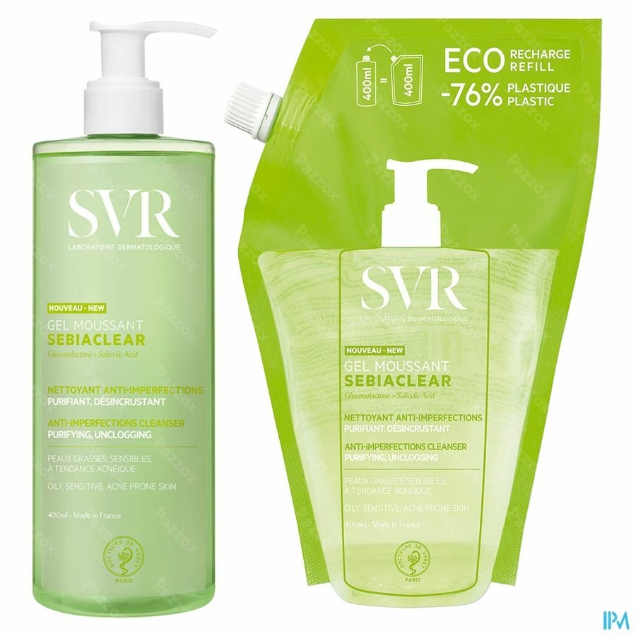 SVR Sebiaclear Schuimende Reinigingsgel 400ml + Navulling 400ml