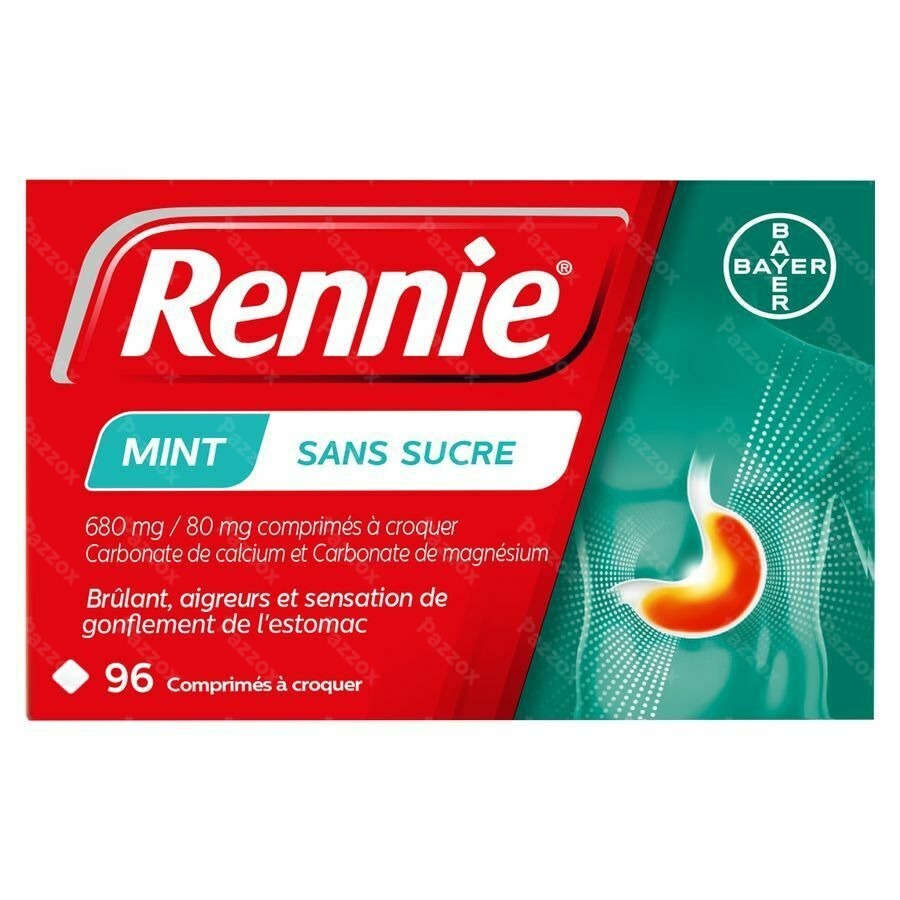 Rennie Menthe Sans Sucre 96 Comprimés à Croquer