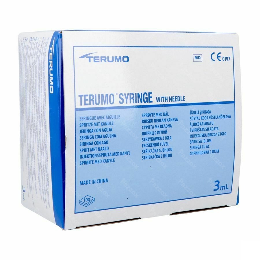 Terumo Spuit 3ml + Naald 21g 1 1/2 St 40x8mm 100