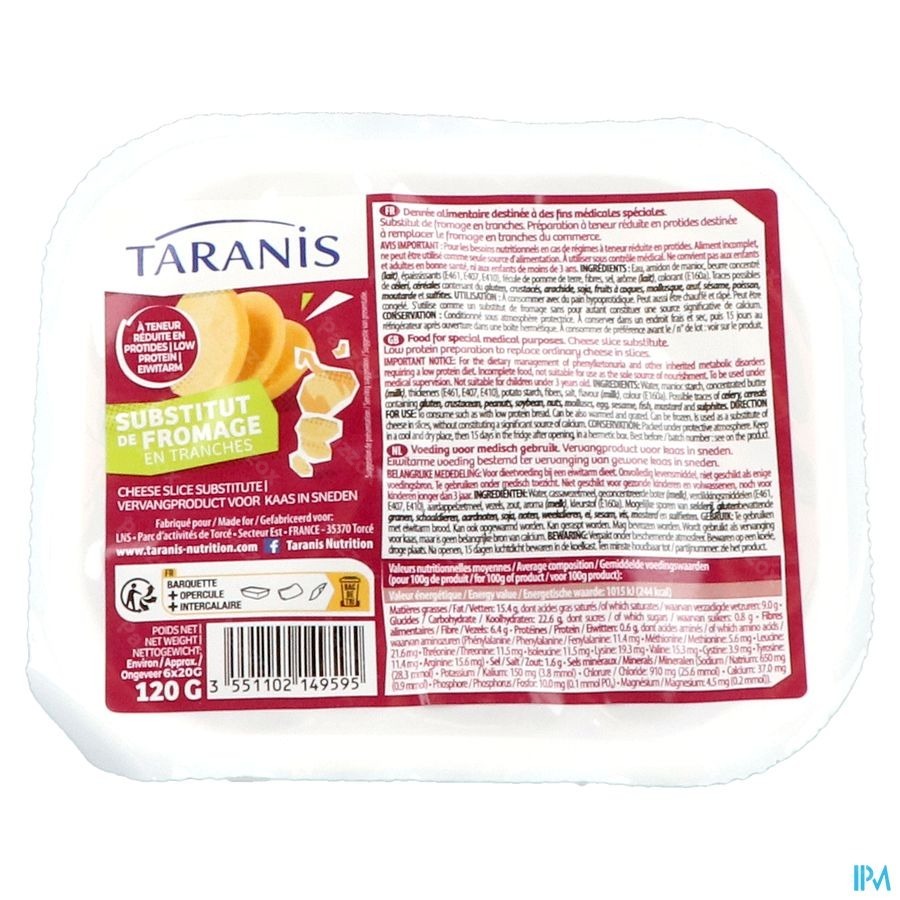 Taranis Vervangproduct Kaas Sneden 120g