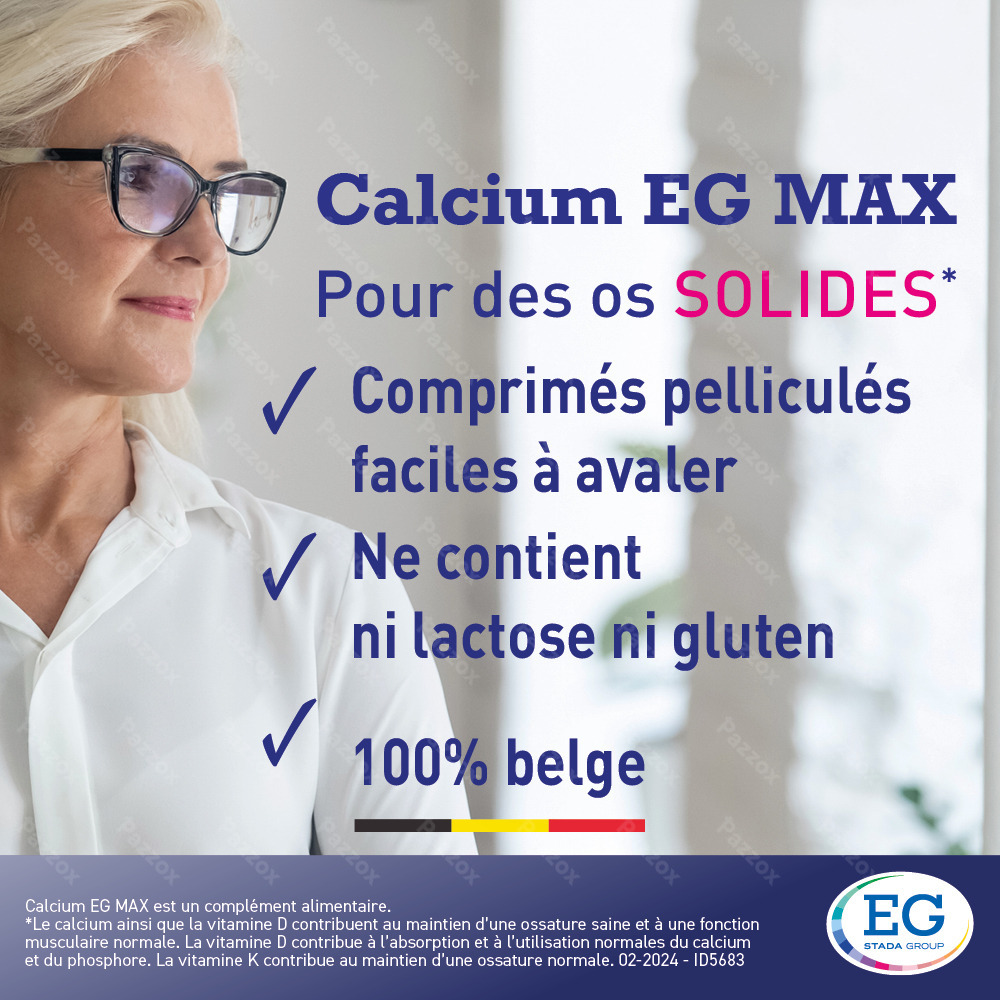 Calcium EG MAX 1000mg Calcium 1000U.I. Vitamine D3 75µg Vitamine K2 90x2 Comprimés