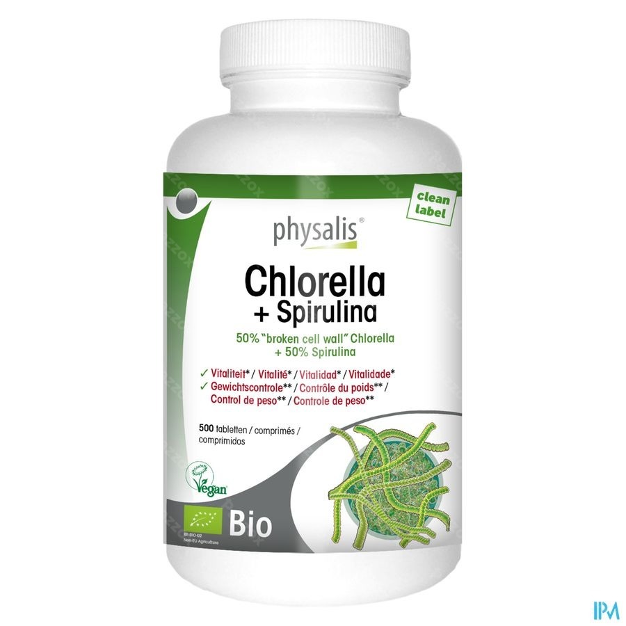 Physalis Chlorella + Spirulina 500mg Comp 500