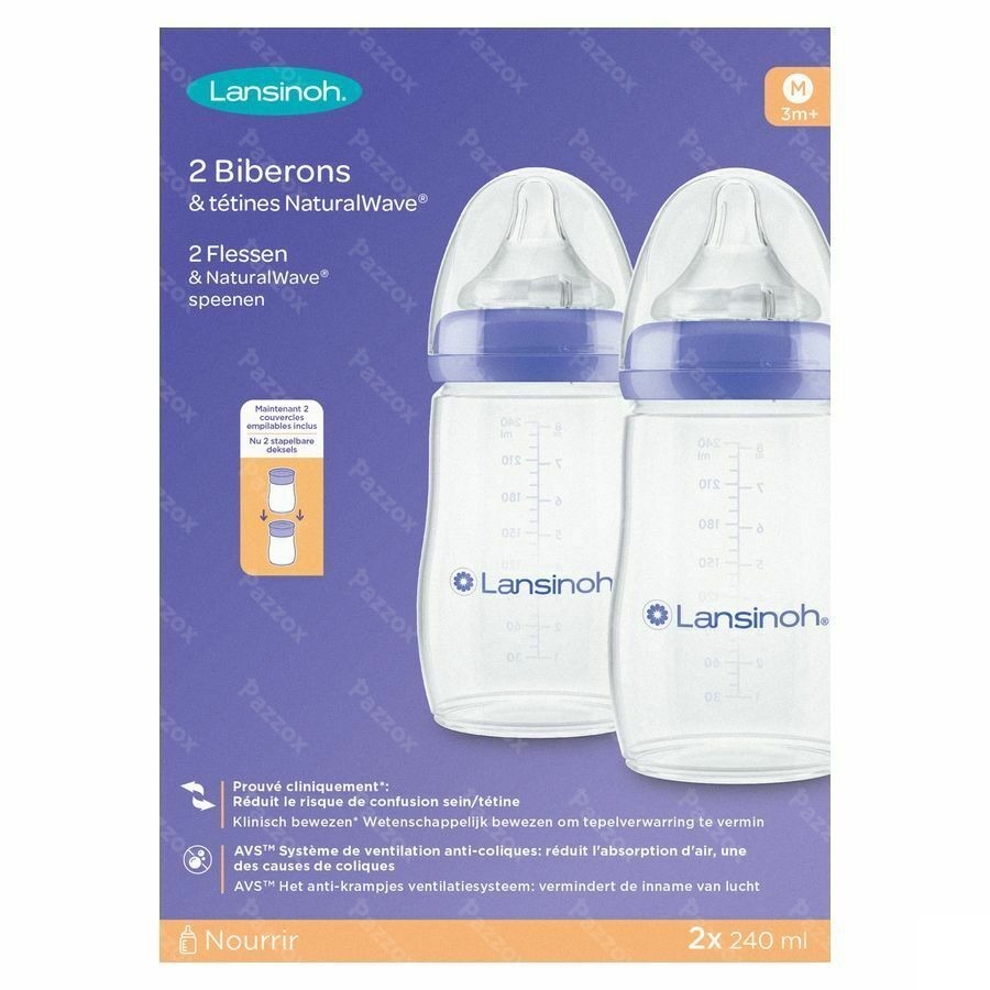 Lansinoh Natural Wave Biberon + Tetine 2x240ml