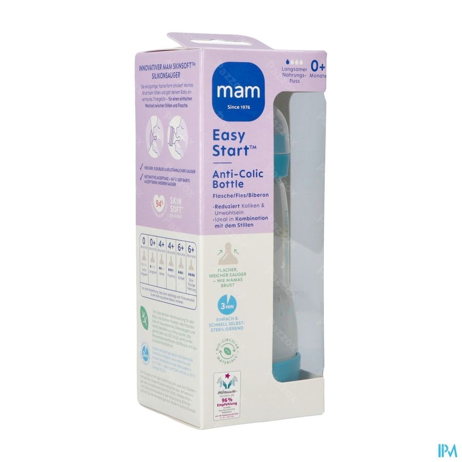 Mam Biberon Easy Start A/colique Matt Bleu 260ml