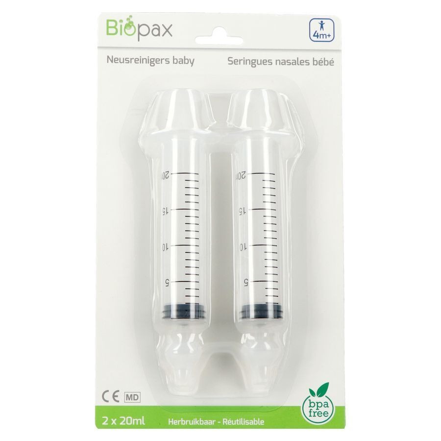 Biopax Seringue Nasale Bebe 4m+ 2x20ml + 2 Embouts