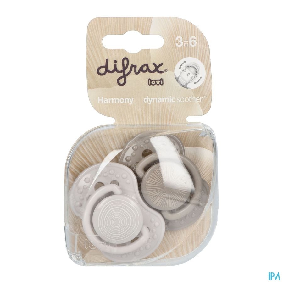 Difrax Fopspeen Dynamic Harmony l.&d.grey 3m+ 2