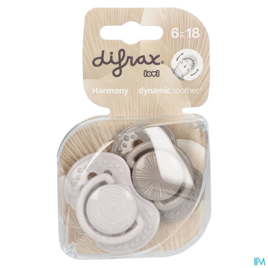Difrax Fopspeen Dynamic Harmony l.&d.grey 6-18m 2