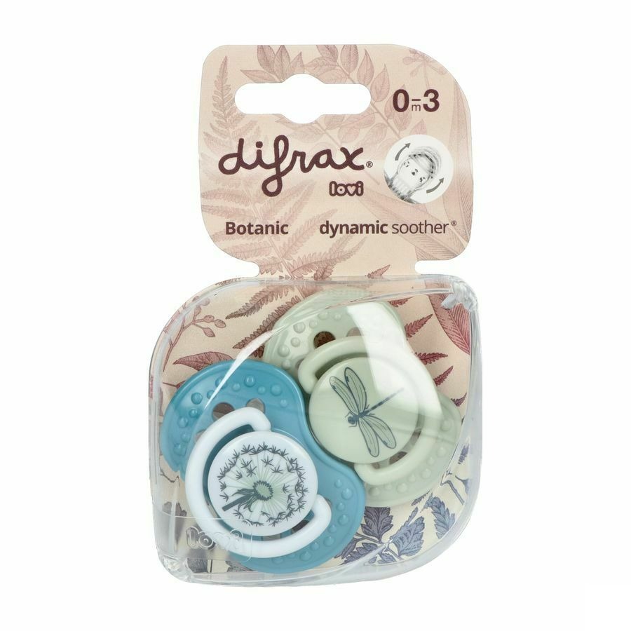 Difrax Sucette Dynamic Botanic Blue&green 0-3m 2