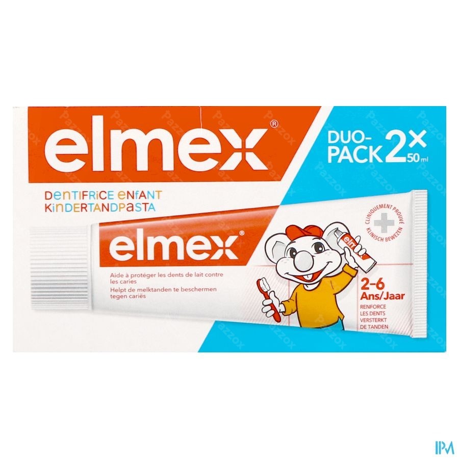 Elmex Dentifrice Enfant 2-6 Ans 2x50ml