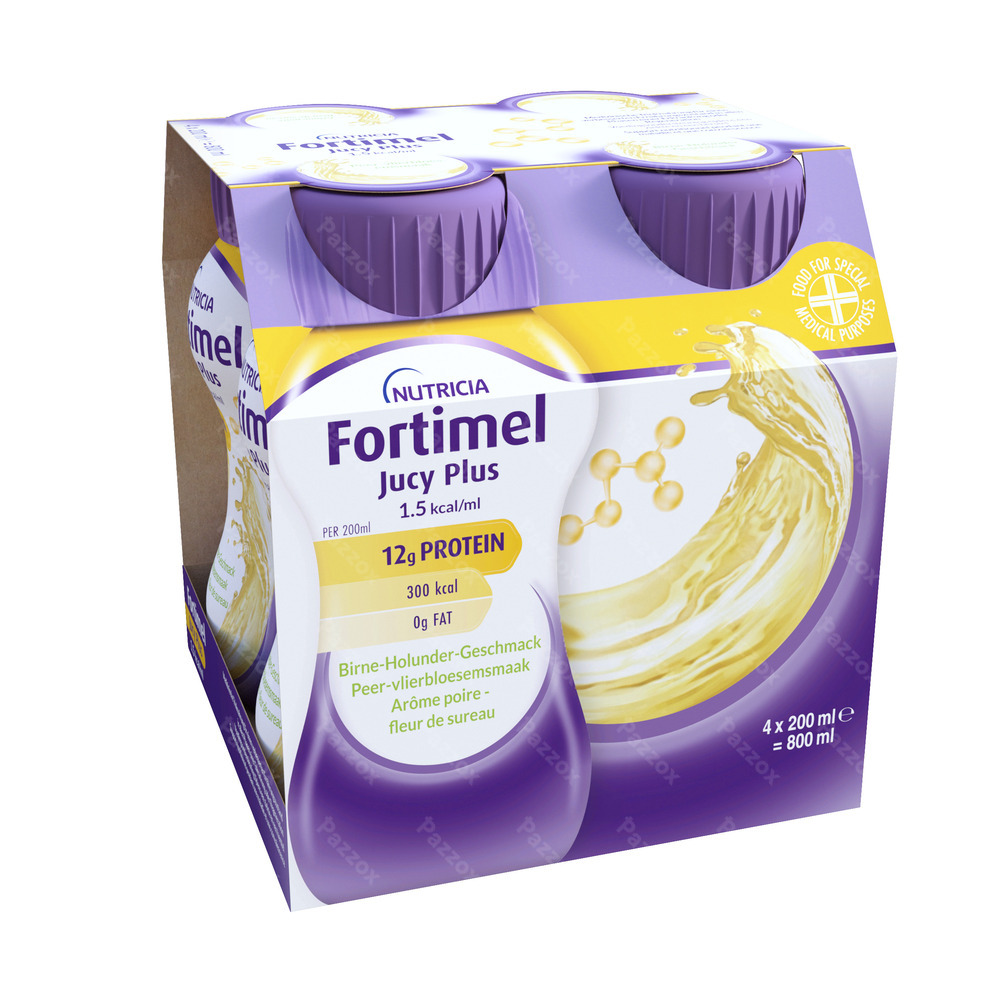 Fortimel Jucy Plus Peer Vlierbloesem 4 x 200ml 