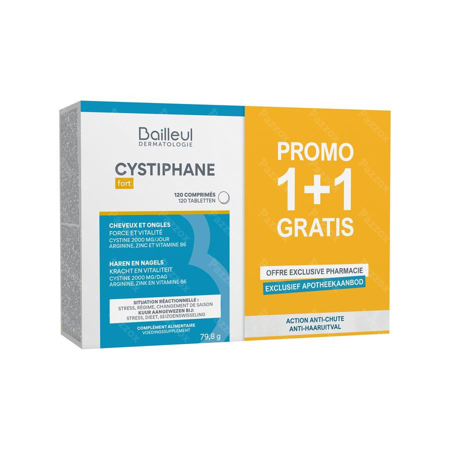 Bailleul Cystiphane Fort Cheveux et ongles 2x120 Comprimés 1+1 Gratuit