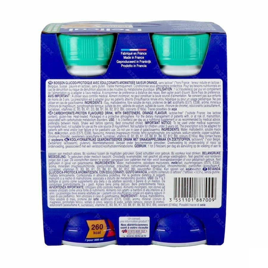 Delical Fuitdrink Z/suiker Sinaasapp. 4x200ml