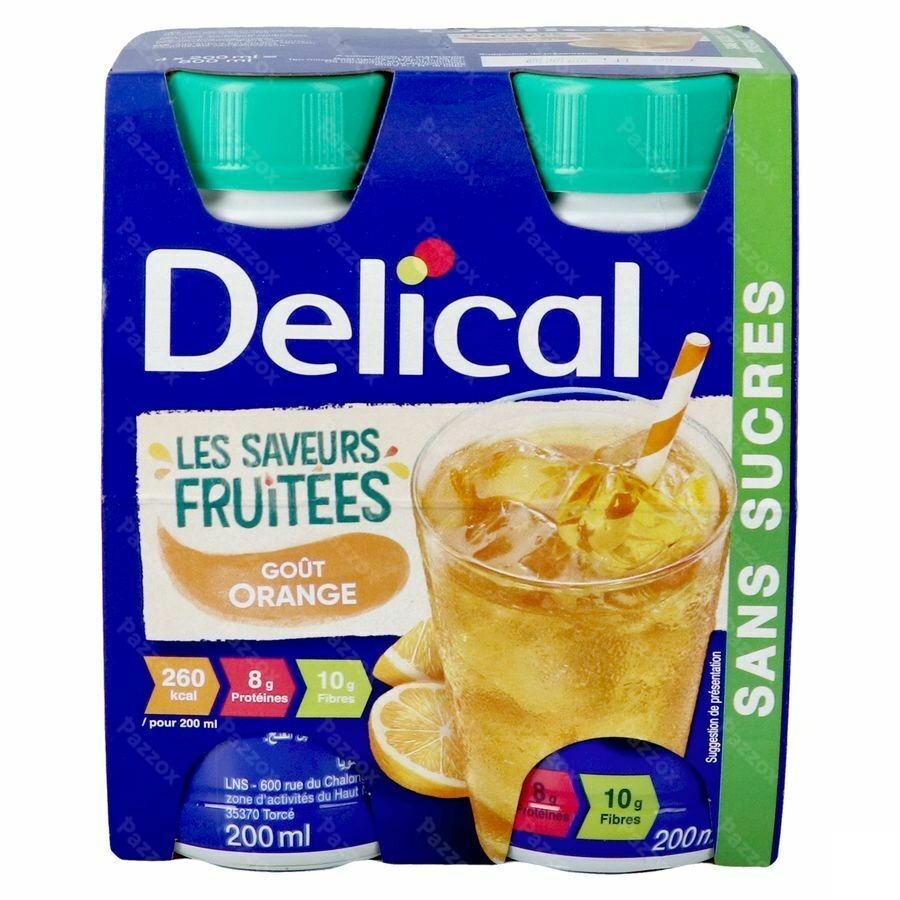 Delical Fuitdrink Z/suiker Sinaasapp. 4x200ml