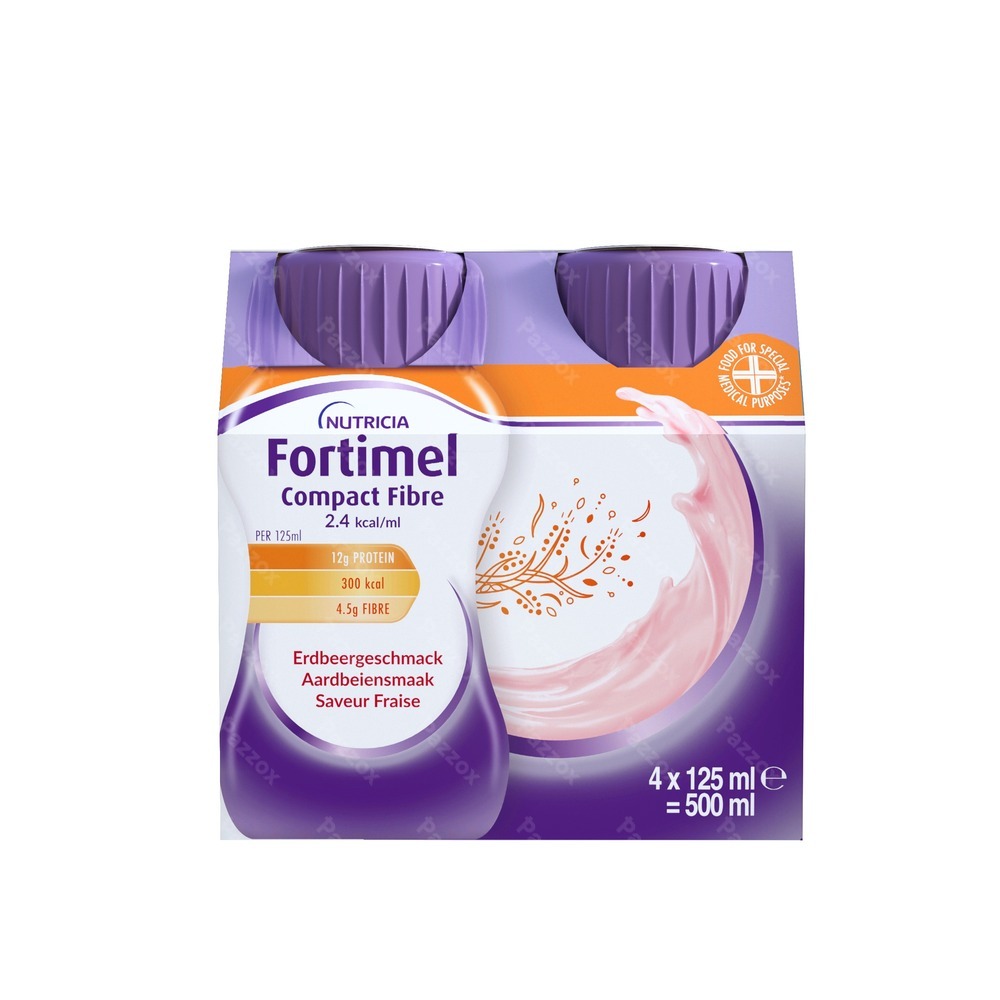 Fortimel Compact Fiber 2.4kcal Aardbei 4x125ml
