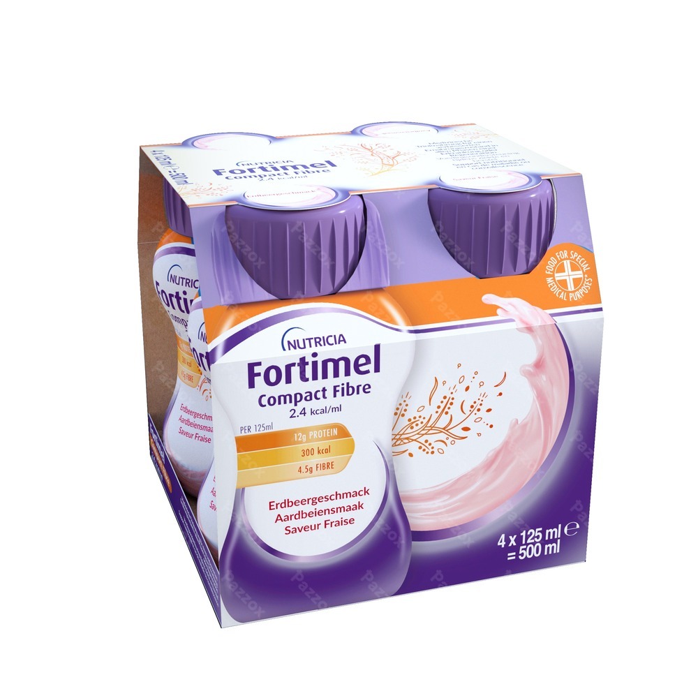 Fortimel Compact Fiber 2.4kcal Aardbei 4x125ml