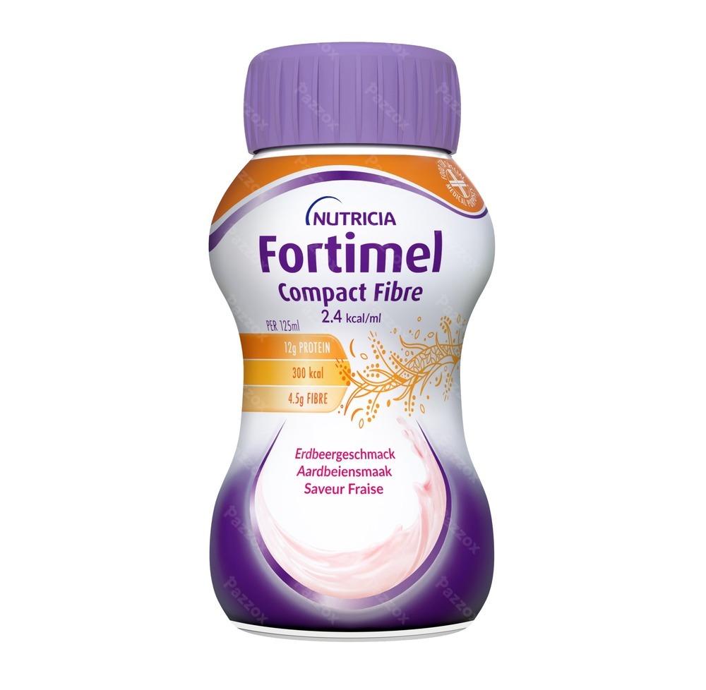 Fortimel Compact Fiber 2.4kcal Aardbei 4x125ml