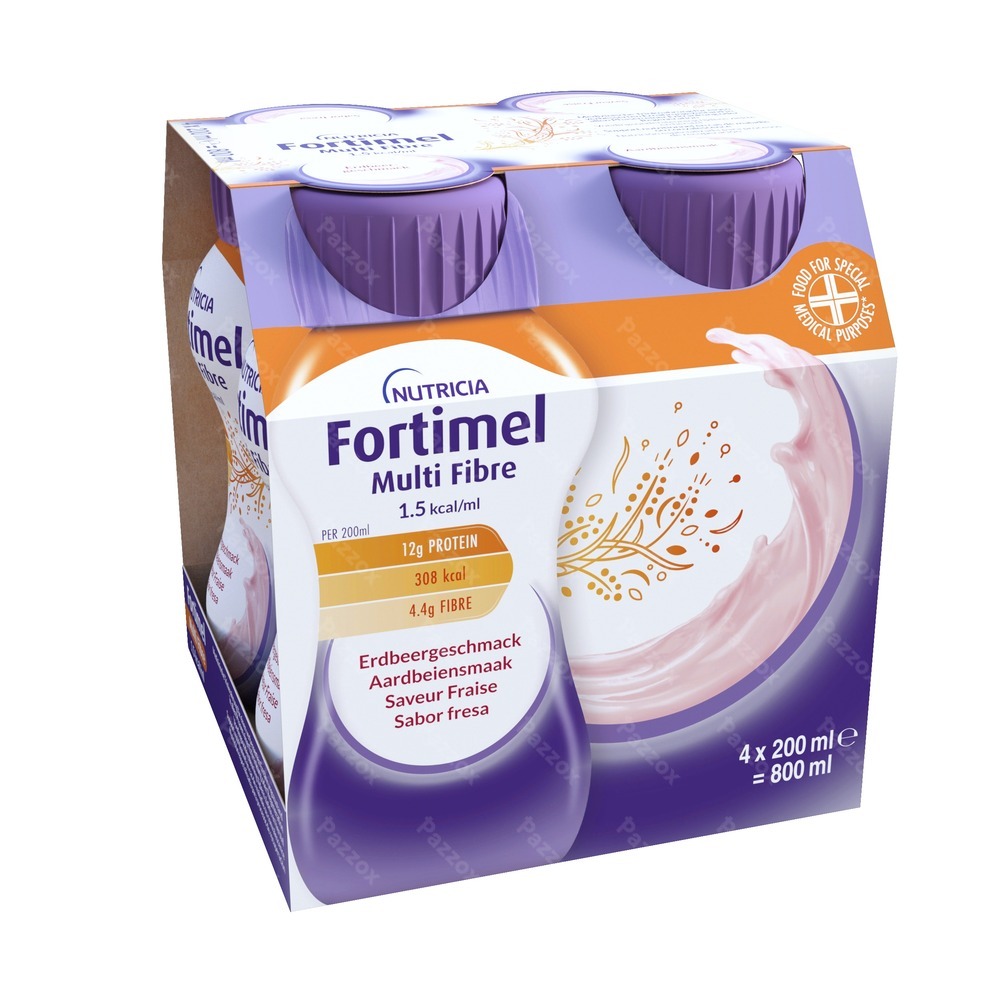 Fortimel Multifiber 1.5kcal aardbei 4x200ml