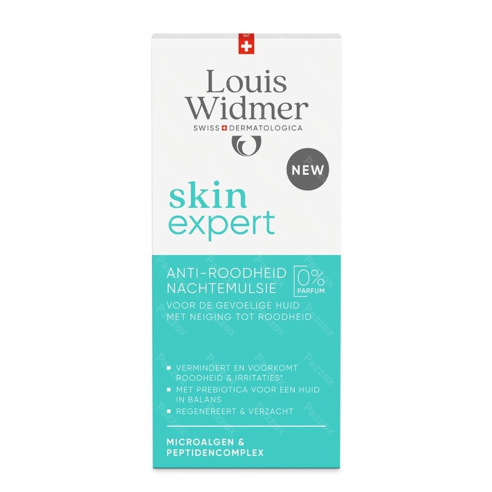 Louis Widmer Skin Expert Anti-Roodheid Nachtemulsie Zonder Parfum 50ml