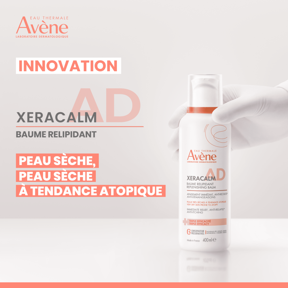 Avène XeraCalm A.D Baume relipidant, Peau très sèche sujette à l'eczéma atopique et aux démangeaisons 400ml