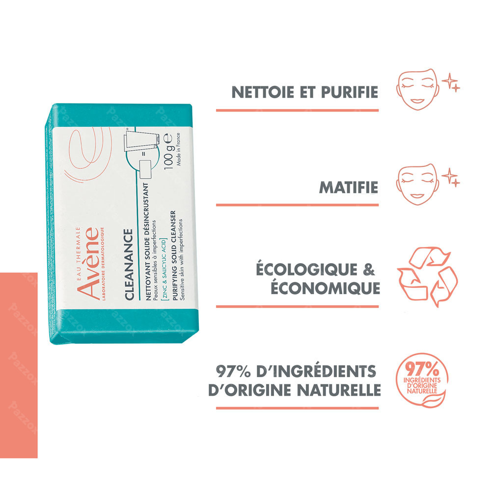 Avène Cleanance Nettoyant solide désincrustant, Peau grasse,  imperfections 100g
