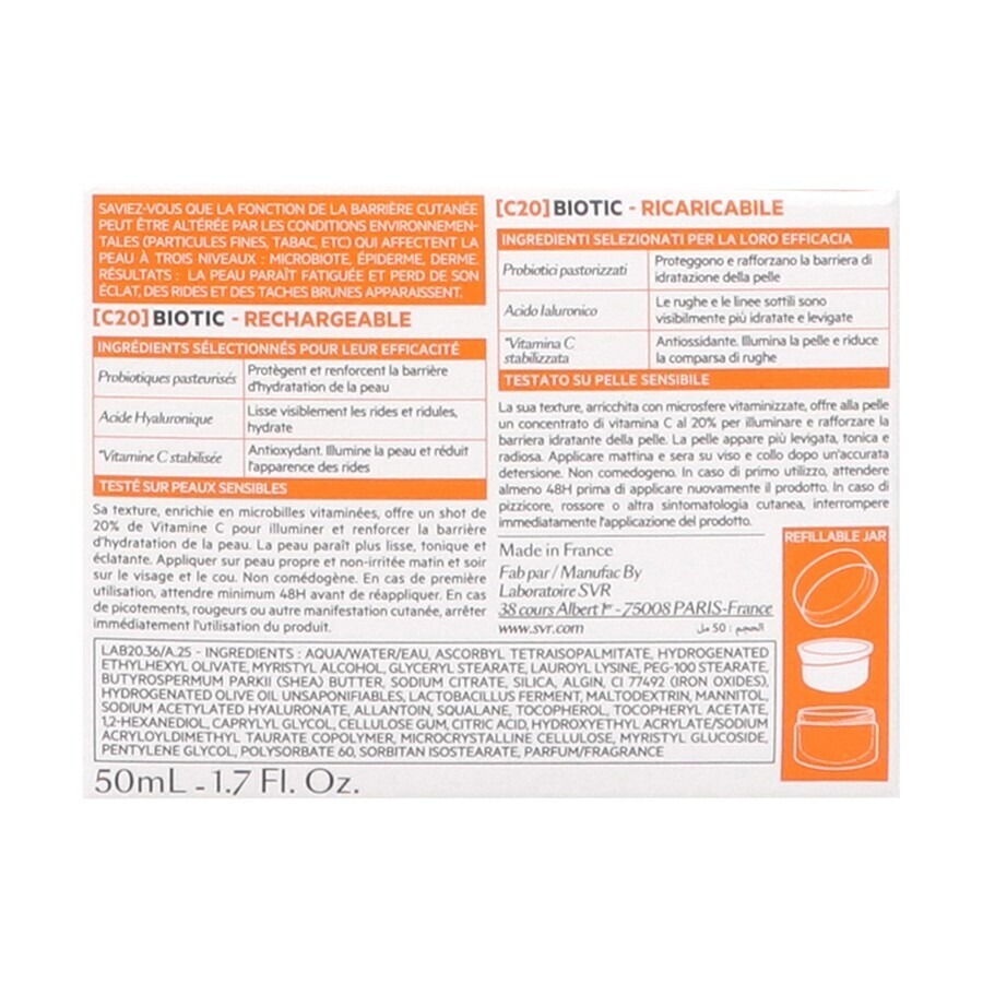 SVR Biotic C20 Crème Rechargeable 50ml