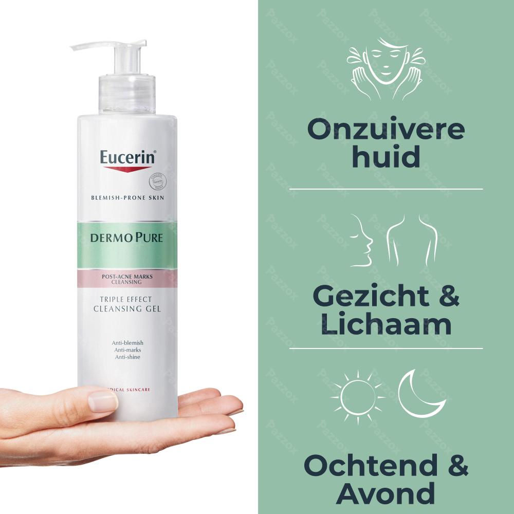 Eucerin DermoPure Triple Action Reinigingsgel Post-Acne Vlekken Onzuivere Huid 400ml