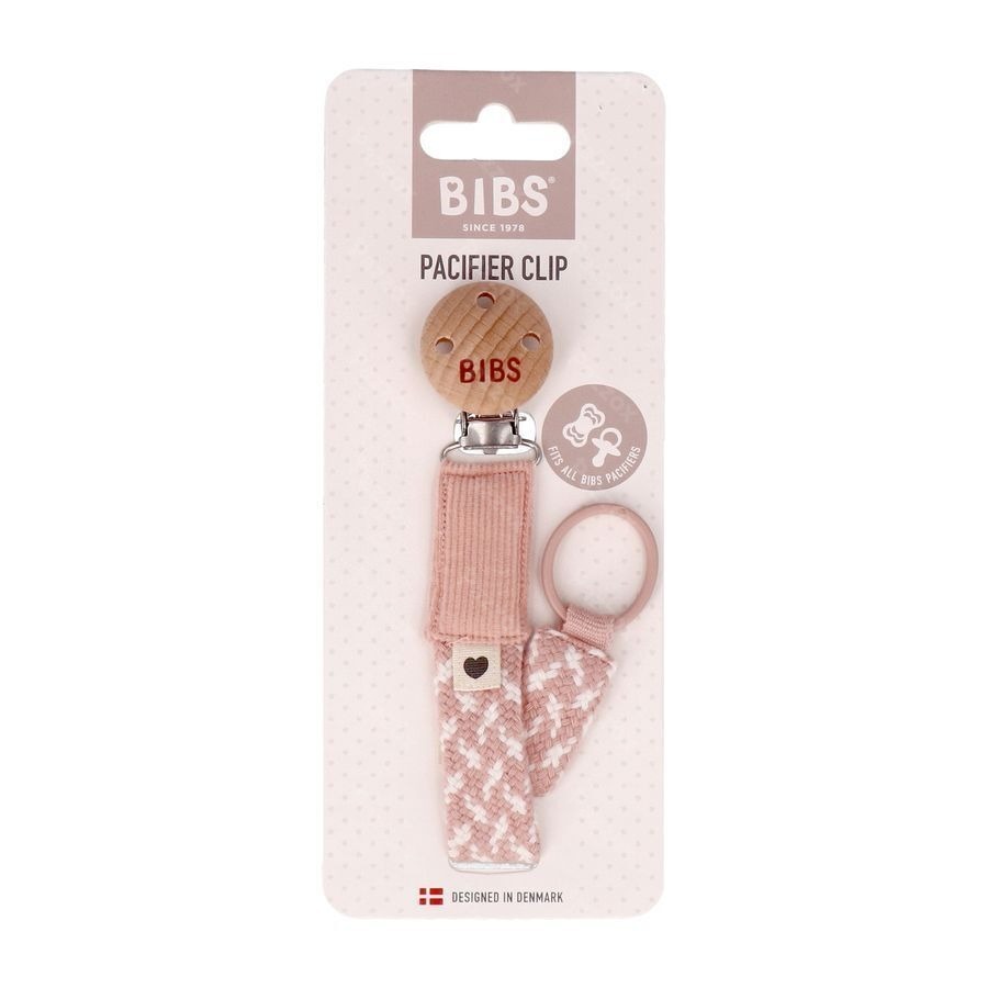 Bibs Attache Sucette Braided Blush&ivory