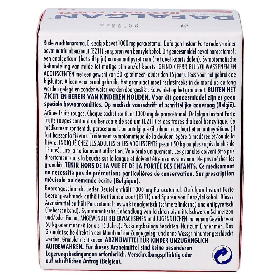 Dafalgan Instant Forte Fruits R. 1g Gran Sach 20