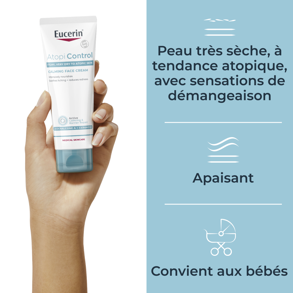 Eucerin AtopiControl Crème Visage Peau Sèche à tendance Atopique Tube 50ml