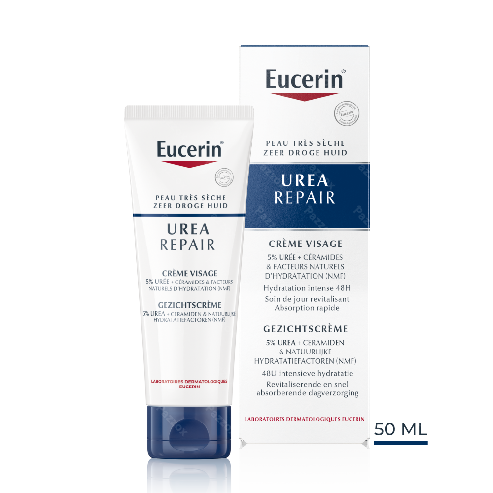 Eucerin UreaRepair Crème Visage Peau Sèche 5% d'Urée Peau Sèche Tube 50ml