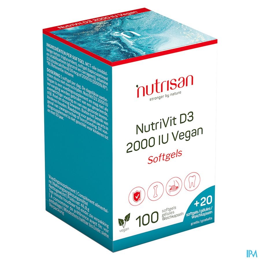 Nutrivit D3 2000 Iu Vegan Softgels 100+20 Gratuit