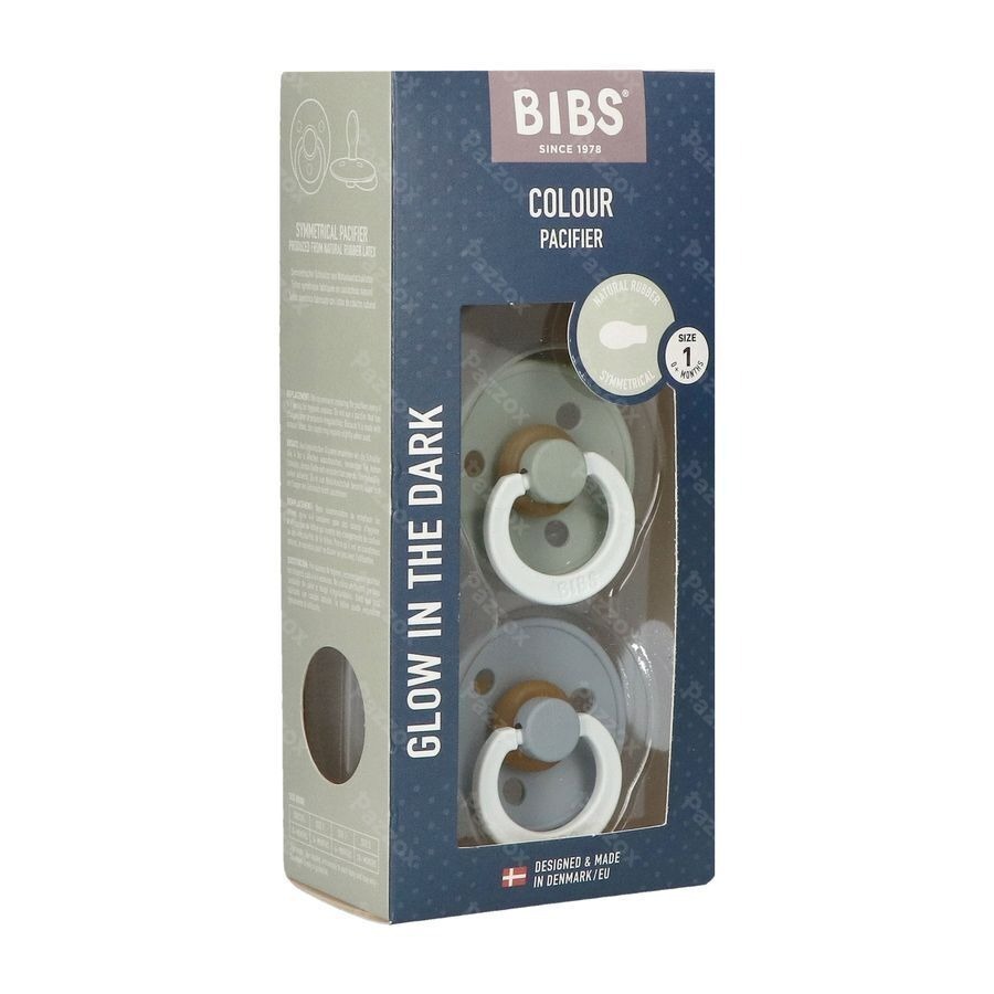 Bibs 1 Sucette Symmetric Glow Duo Sage/cloud 2