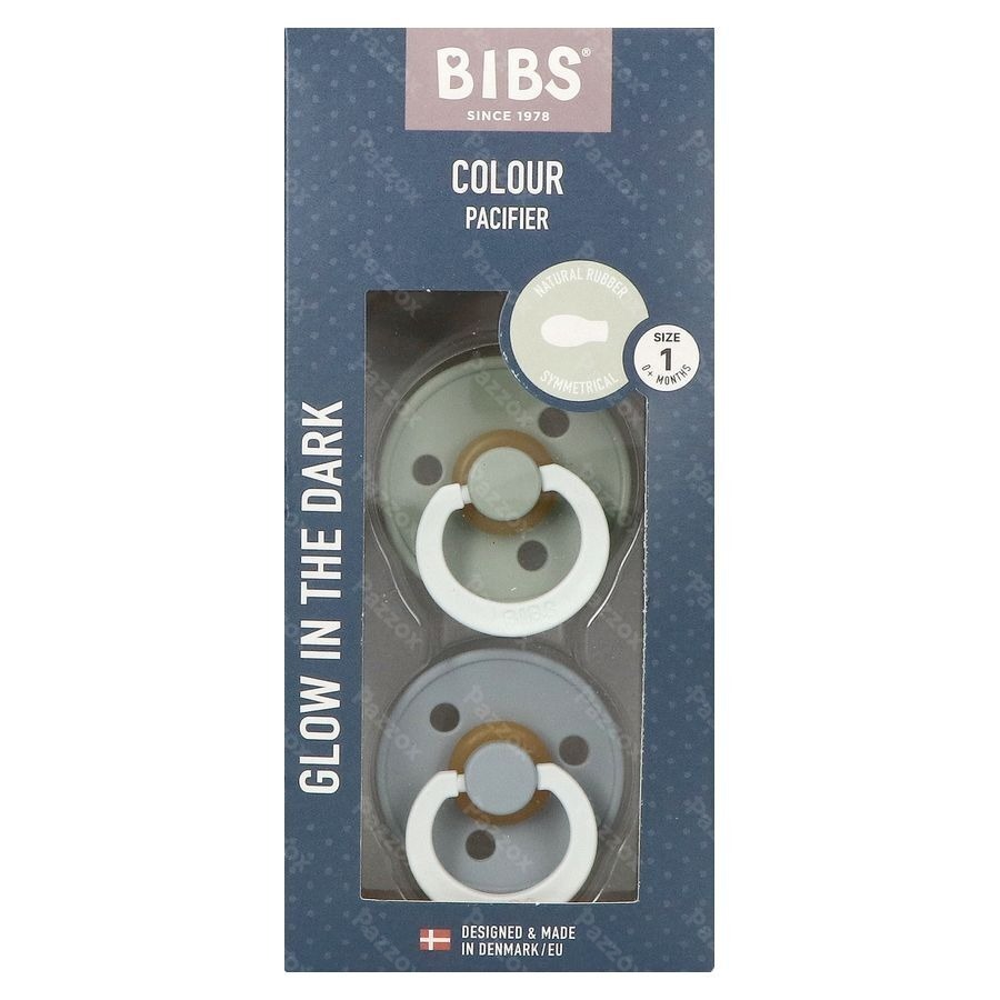 Bibs 1 Sucette Symmetric Glow Duo Sage/cloud 2