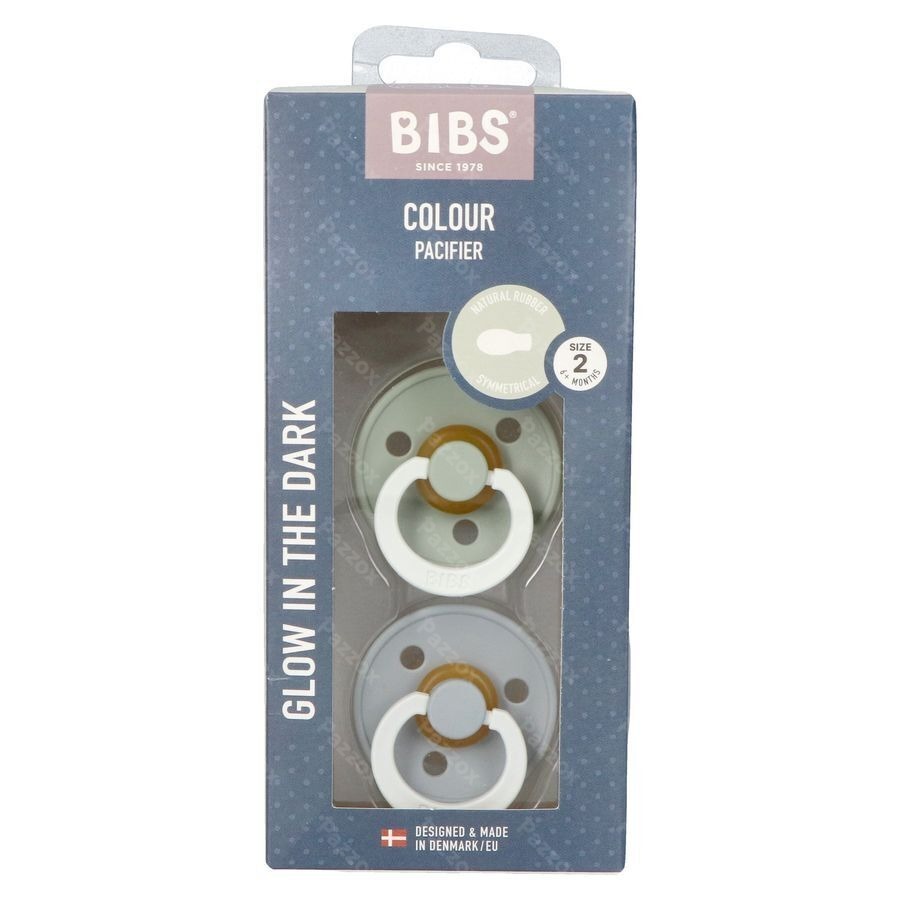 Bibs 2 Sucette Symmetric Glow Duo Sage/cloud 2