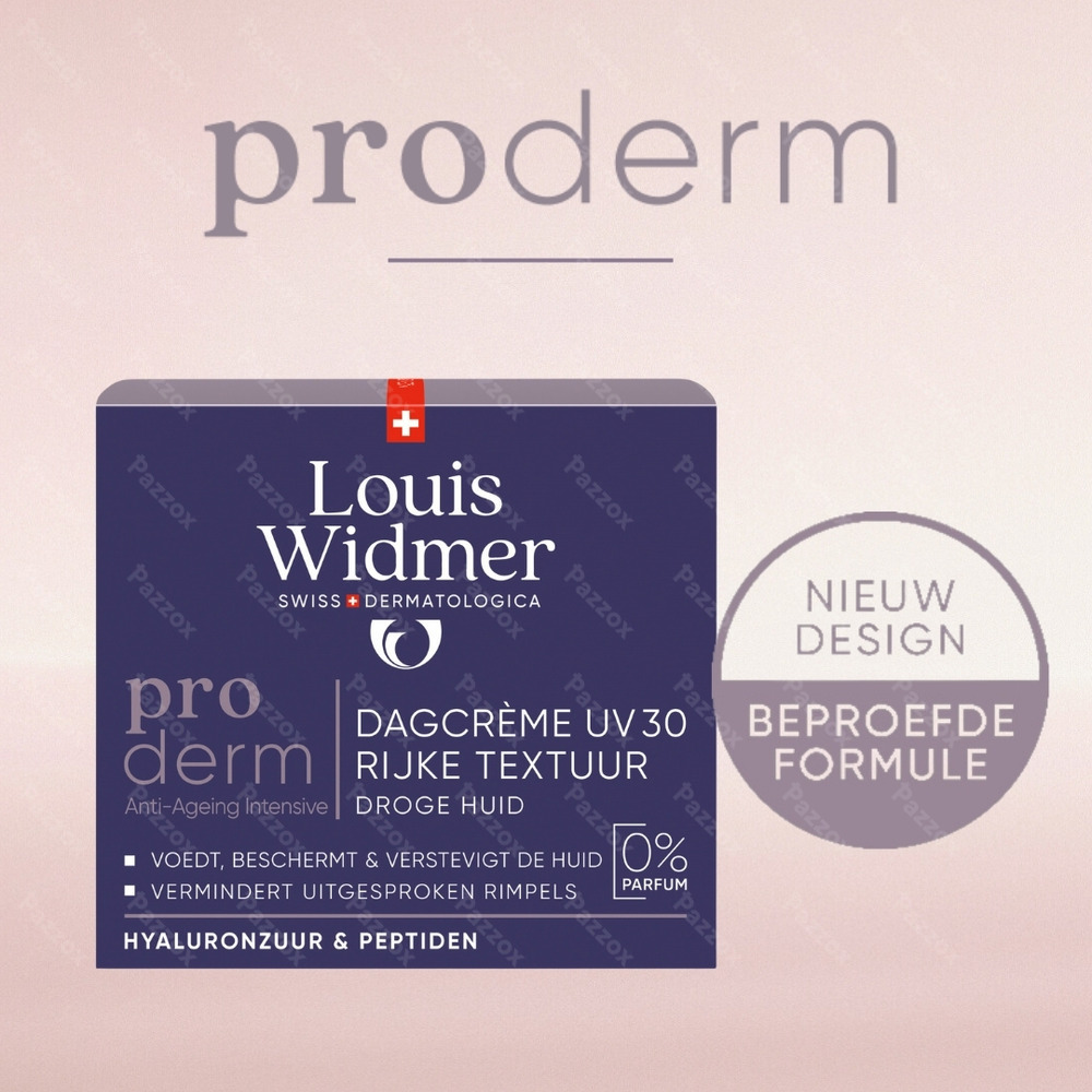 Louis Widmer Proderm Dagcrème UV30 Rijke Textuur Zonder Parfum 50ml