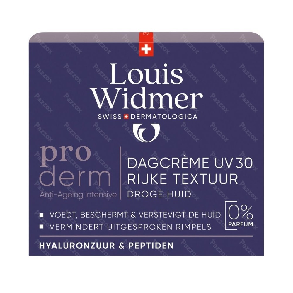 Louis Widmer Proderm Dagcrème UV30 Rijke Textuur Zonder Parfum 50ml