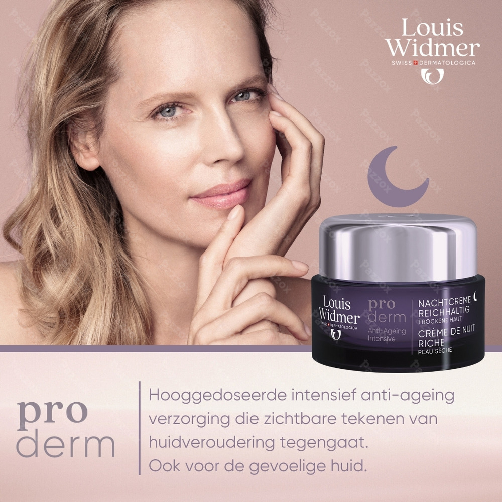 Louis Widmer Proderm Nachtcrème Rijke Textuur Zonder Parfum 50ml