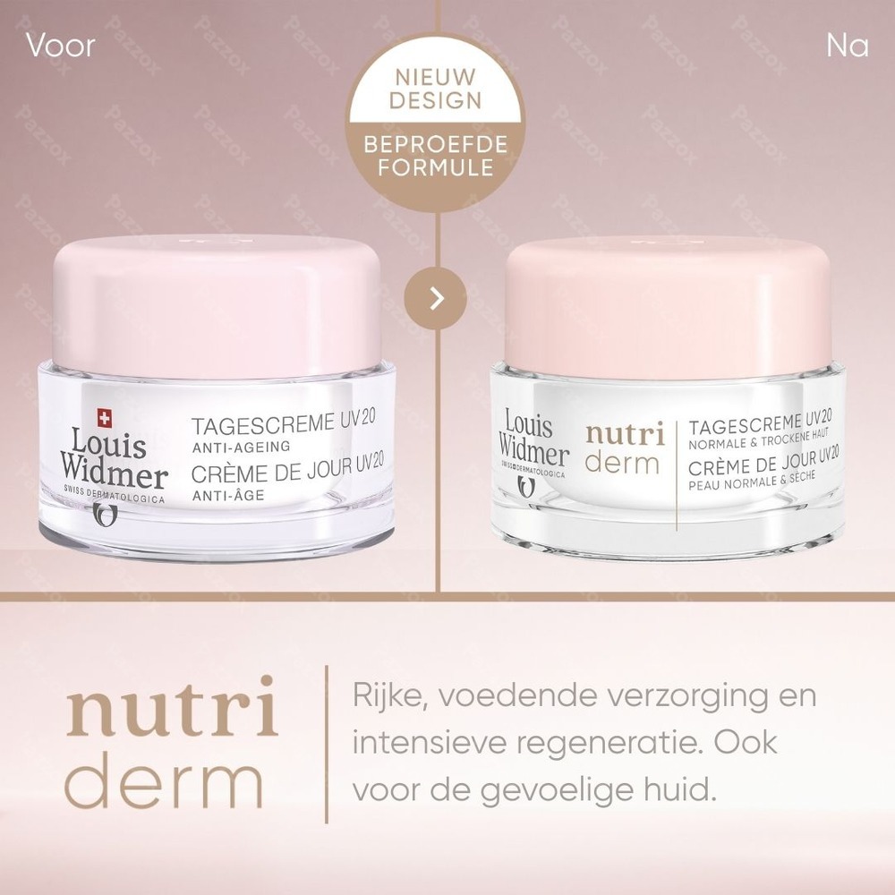 Louis Widmer Nutriderm Dagcrème Uv 20 Zonder Parfum 50ml