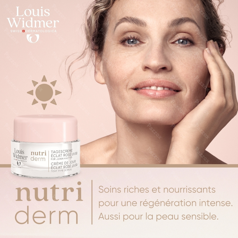 Louis Widmer Nutriderm Crème de Jour Éclat Rosé UV 50 Sans Parfum 50ml
