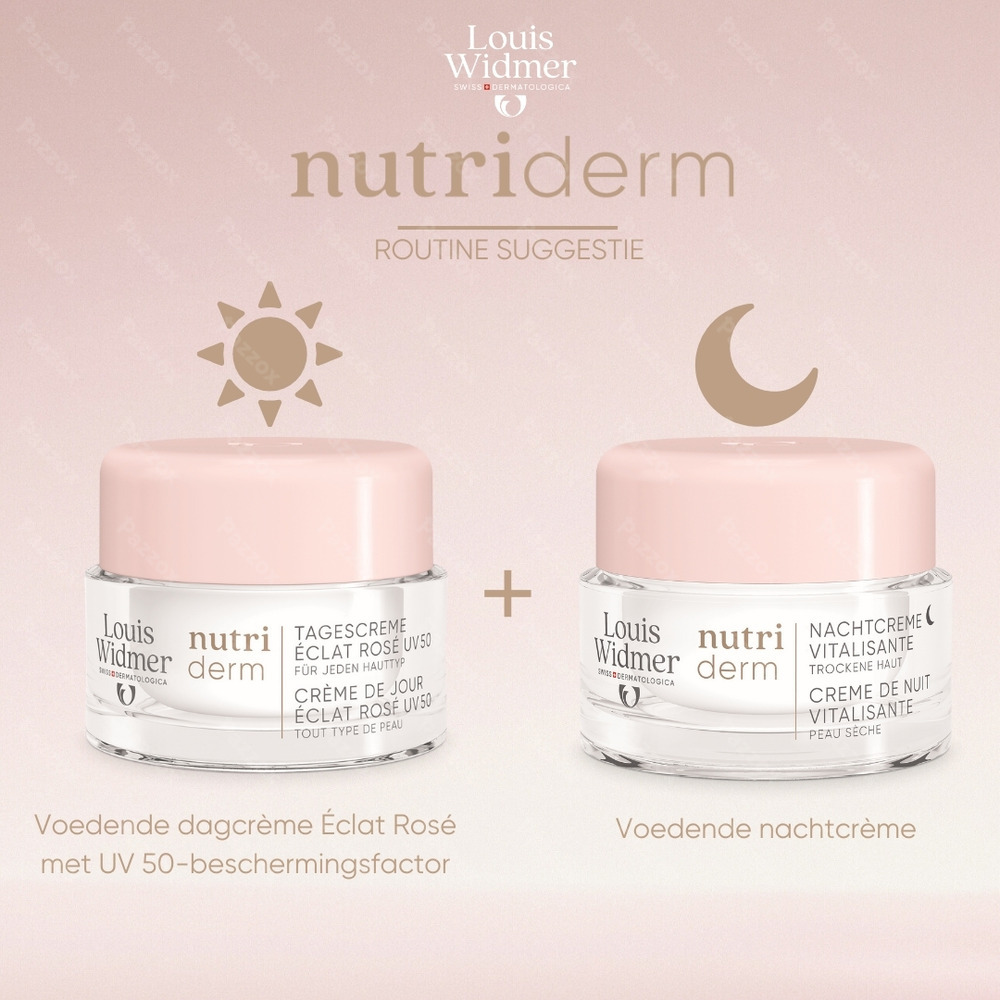 Louis Widmer Nutriderm Dagcrème Éclat Rosé Uv 50 Zonder Parfum 50ml