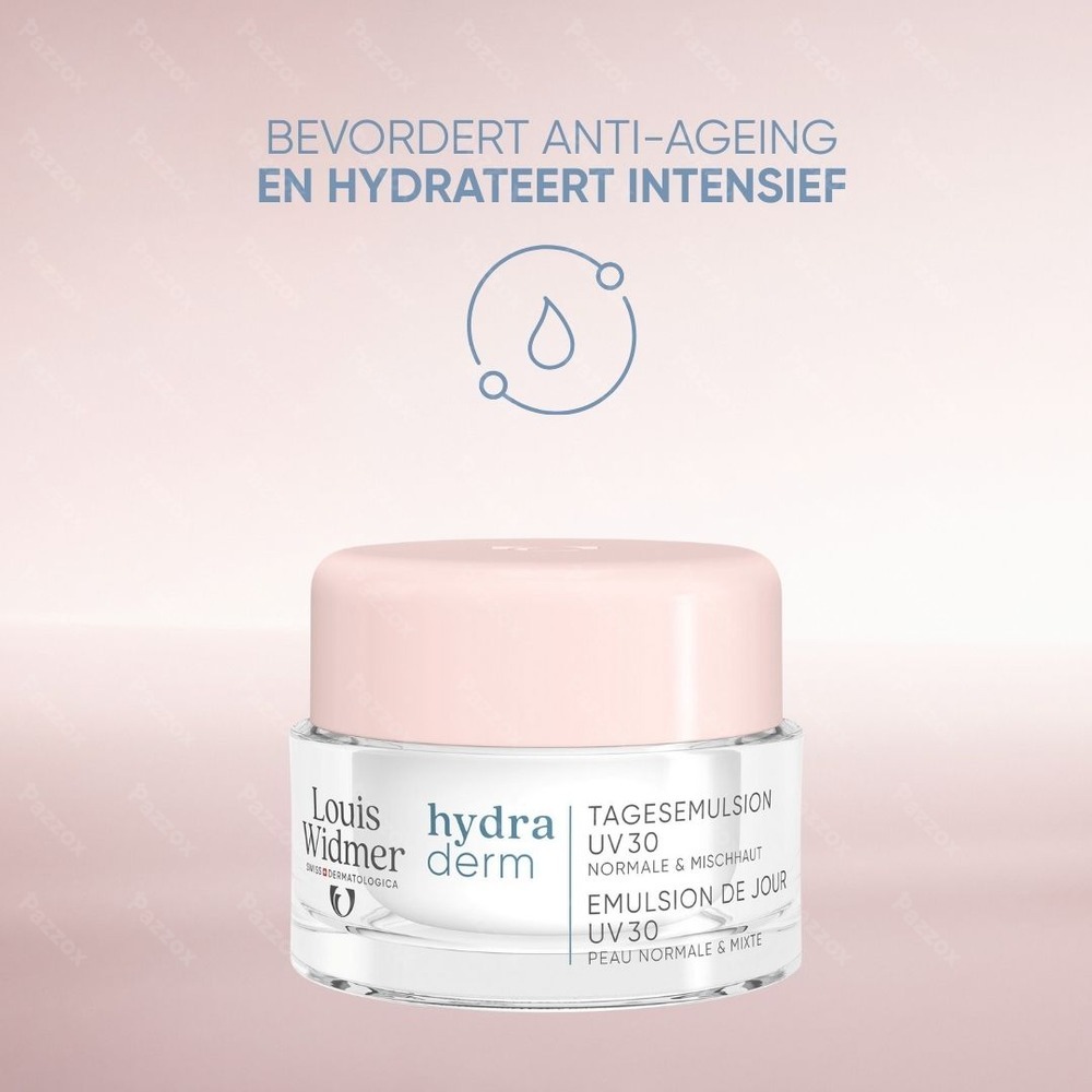 Louis Widmer Hydraderm Dagemulsie Uv30 Anti-age Dagcreme Zonder Parfum 50ml