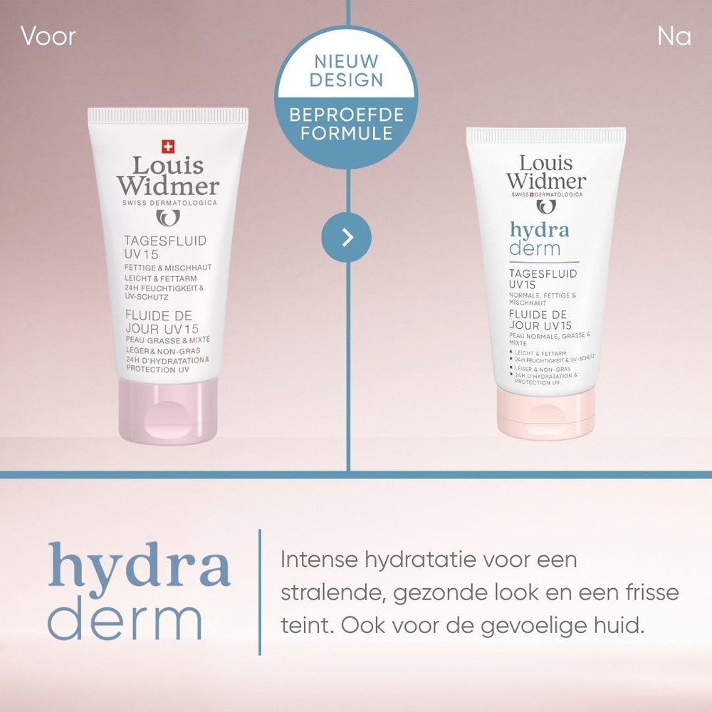 Louis Widmer Hydraderm Dag Fluide Uv 15 Zonder Parfum 50ml