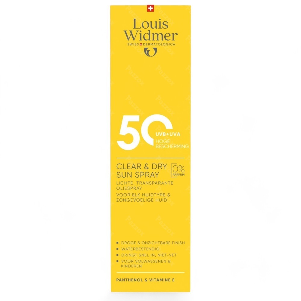 Louis Widmer Suncare Clear & Dry Sun Spray SPF 50 Zonder Parfum 200ml