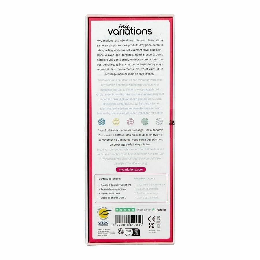 Myvariations Brosse A Dents Electrique Pastel Rose