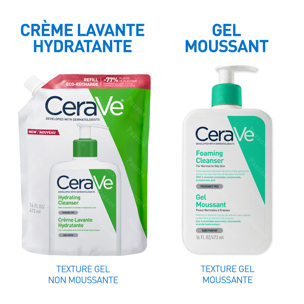 CeraVe Crème Lavante Hydratante Recharge pour la peau Normale à Sèche 473ml