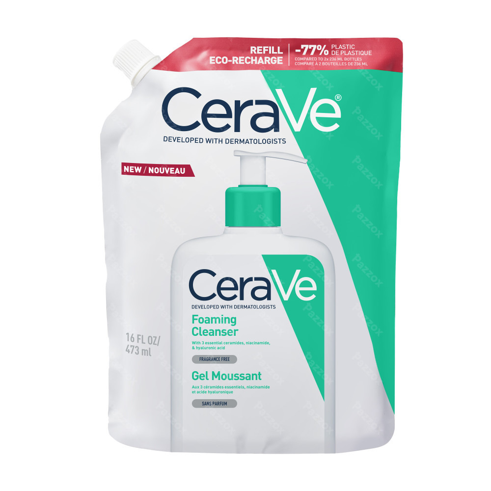 CeraVe Gel Nettoyant Moussant Recharge pour la peau Normale à Grasse 473ml