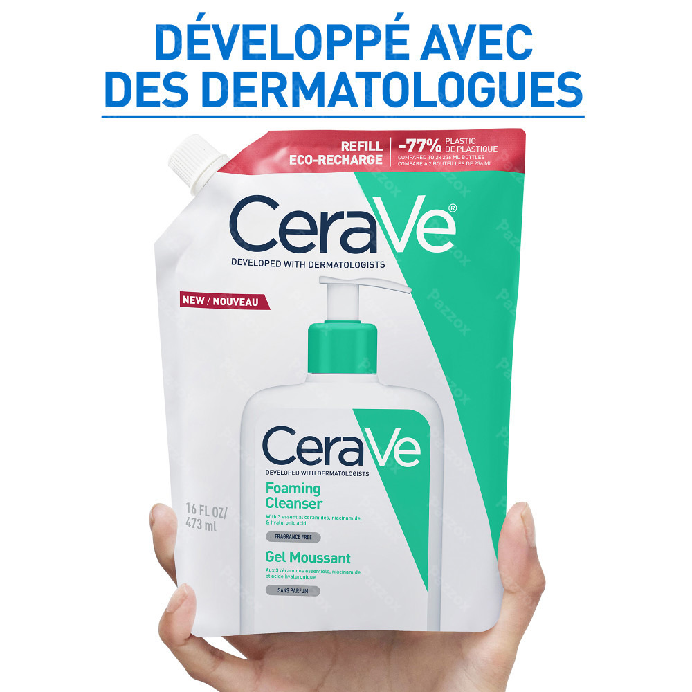 CeraVe Gel Nettoyant Moussant Recharge pour la peau Normale à Grasse 473ml
