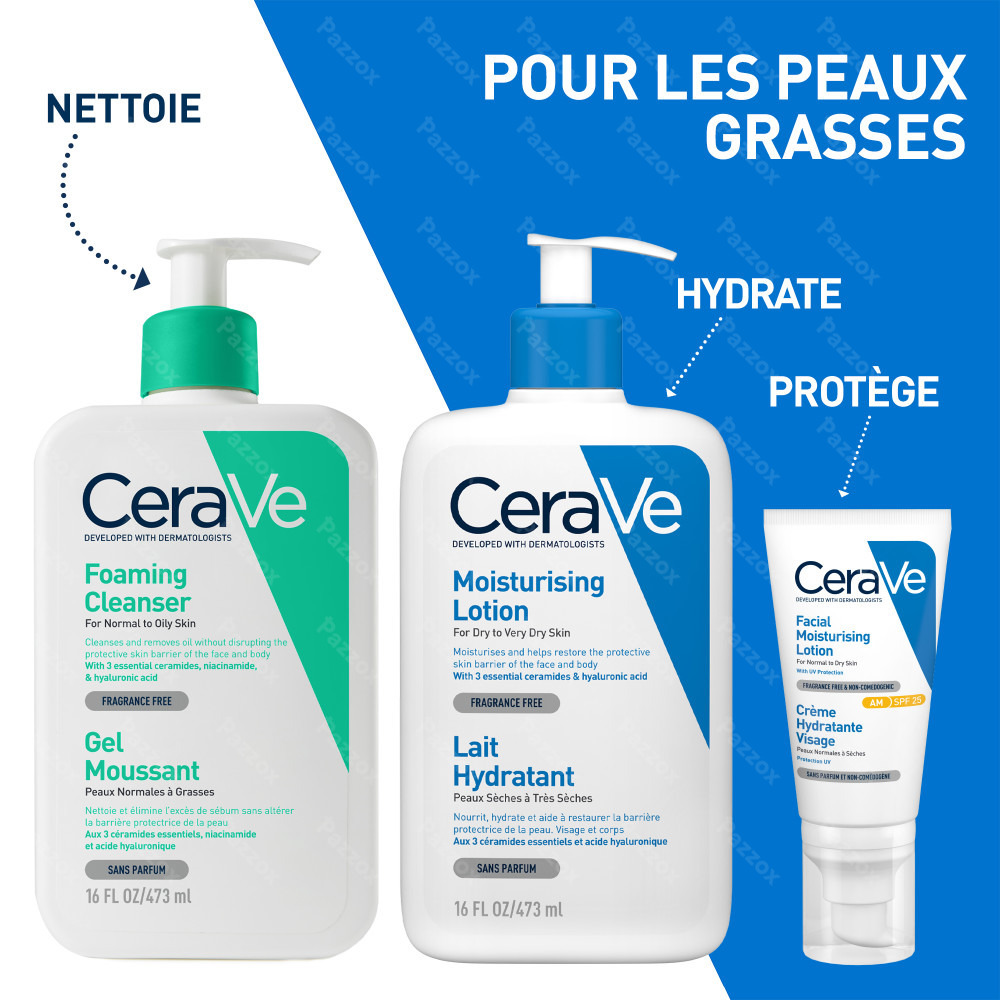 CeraVe Gel Nettoyant Moussant Recharge pour la peau Normale à Grasse 473ml