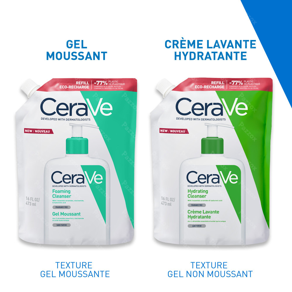 CeraVe Gel Nettoyant Moussant Recharge pour la peau Normale à Grasse 473ml