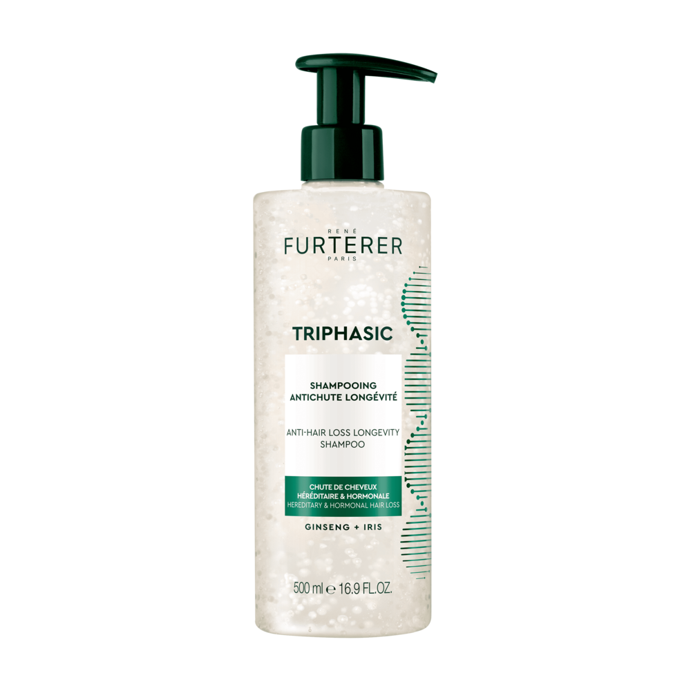 René Furterer Triphasic Shampooing Antichute Longévité, chute de cheveux héréditaire & hormonale 500ml